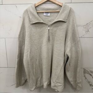 Old Navy Cream Half-Zip Turtleneck Sweater